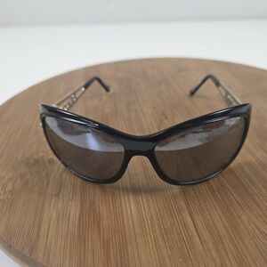 VTG Y2K Playboy Perla Sunglasses One Size Black Gray Wrap Oversized Tinted 36712